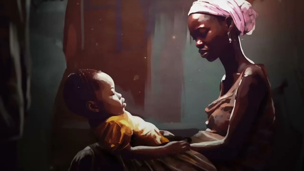 Illustration of a mother holding her baby