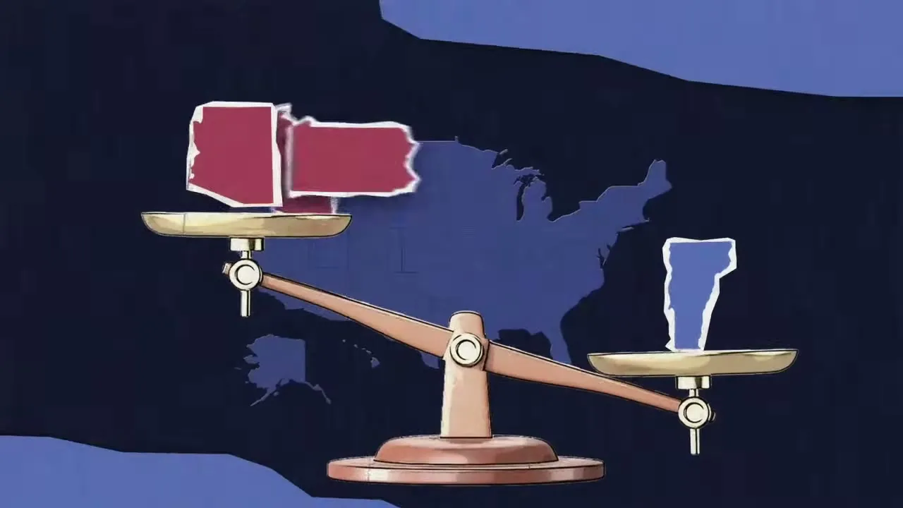 Scale with Pennsylvania and Arizona on one side and Vermont on the other